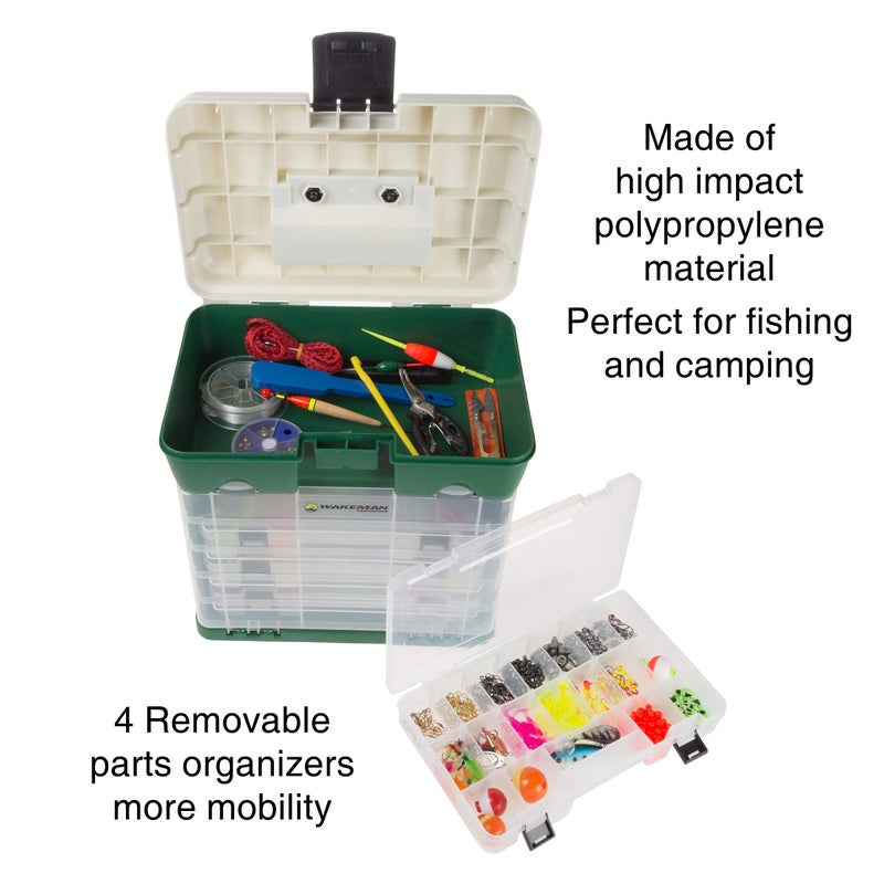 Wakeman Storage Tool Box Organizer - Utility Box with 4 Drawers and 19 Compartments for Camping Supplies and Fishing Tackle by Wakeman Outdoors (Green) - Image 2